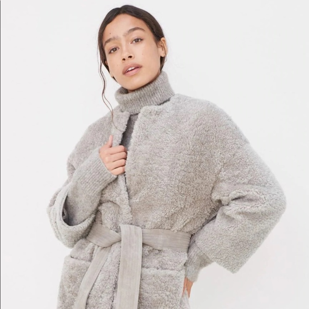 Jenni Kayne Shearling Yves Coat Smoke sz S NWT $1,195